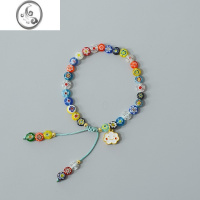JiMi原创设计彩色千花琉璃白色小云朵简约时尚手工编织可调节手链手串