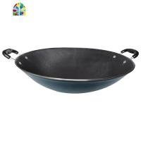 老式炒锅双耳生铁锅铸铁锅锅无涂层圆底平底加厚家用大铁锅具 FENGHOU 37CM圆底(加可视盖)
