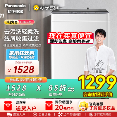 松下波轮洗衣机防霉阻菌全自动家用10公斤大容量T2F1