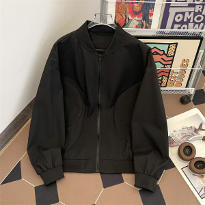 夹克男美式潮牌休闲夹克男春秋浅色立领情侣飞行服防水棒球服外套