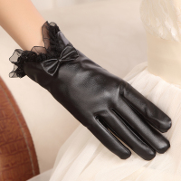 女士皮手套秋冬季触摸屏加绒加厚保暖户外骑电车车开车防泼水御寒