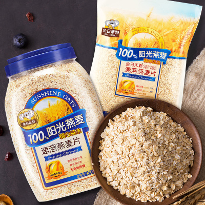 非脱脂免煮谷物营养早餐代餐原味牛奶冲饮食品麦片品牌:金日禾野月销