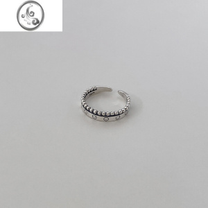 JiMi925银银戒指女ins潮小众设计感个性复古简约气质冷淡风食指戒一对