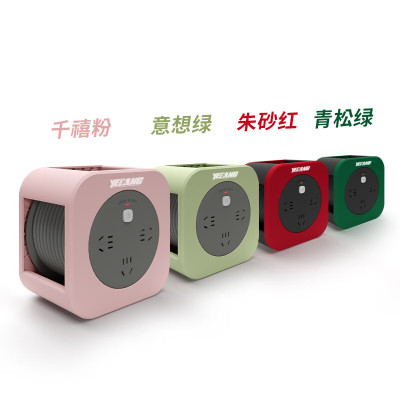 野狼YL802 狼小方迷你电缆盘工程卷线盘过载保护插座插排10米
