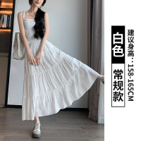 白色半身裙女夏季薄新款高腰a字显瘦半裙小个子中长款蛋糕裙