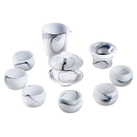 金镶玉功夫茶具套装 水墨玉瓷家用陶瓷高端盖碗泡茶套装礼盒装 水墨琉璃玉瓷盖碗套装