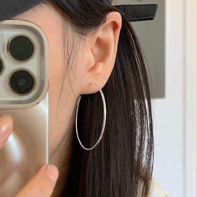 s925纯银夸张大耳圈女韩系ins风耳环方圆脸显脸小轻奢高级感送女朋友老婆情人节七夕生日礼物