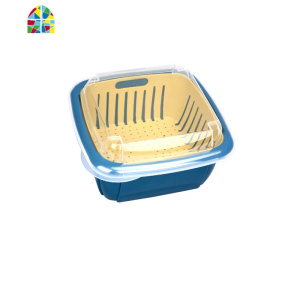 厨房双层洗菜盆镂空水果盆洗水果家用水果篮创意塑料洗菜篮 FENGHOU 大号深粉色(无盖款)