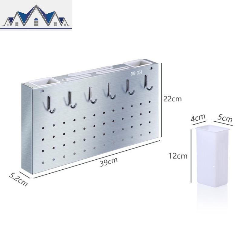 免打孔304小空间薄款壁挂式不锈钢厨房收纳置物架刀架挂钩筷子筒 三维工匠