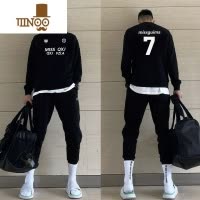 YANXU美式高街风薄款圆领卫衣男vintage潮牌宽松百搭外套上衣ins