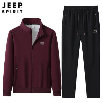 JEEP吉普2025男士休闲开衫卫衣套装男士针织运动大码卫衣套装6262
