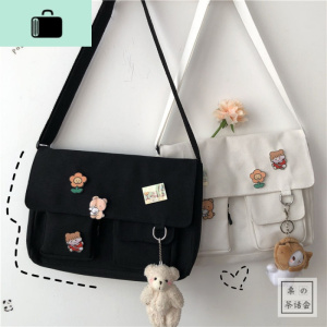 日系原宿可爱古着感少女斜挎包ulzzang韩版ins学生帆布包女邮差包NEW LAKE