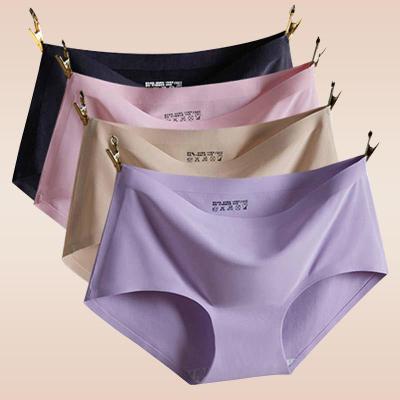 多组合装-无痕内裤女性感中腰冰丝一片式弹力大码三角裤头衫伊格