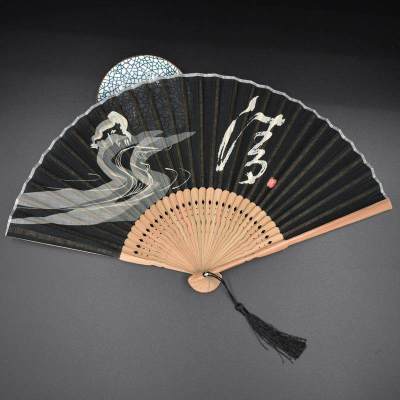扇子汉风男生扇子霸气小巧随身古风折扇收缩扇子帅气折叠便携女生三维工匠幽兰