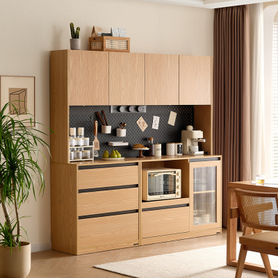 全友家居餐边柜奶油风客餐厅家具靠墙多功能洞洞板储物收纳备餐柜