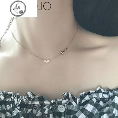 日韩版简约甜美爱心形不规则loveu短款钛钢镀玫瑰金项链女锁骨链 JiMi