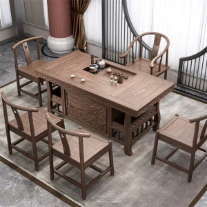 鑫环境 办公家具.中式茶桌椅组合实木南榆木茶道喝茶泡茶桌茶几功夫茶台茶艺桌