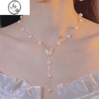 JiMi长款珍珠项链女2023年新款潮小众设计感高级贝壳蝴蝶吊坠锁骨链女