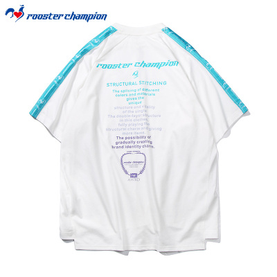 ROOSTERCHAMPION法国公鸡冠军短袖T恤男白色潮牌圆领串标5分半袖F21048