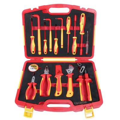 高松takama成套绝缘耐高压工具常用电工工具组套VDE耐压1000V工业级16件v802016/盒