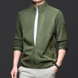 户外休闲抓绒衣男士外套秋冬季新款加厚立领拉链保暖奥粒绒卫衣男