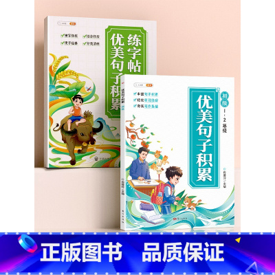 [初级2本]优美句子积累+练字帖 小学通用 [正版]优美句子练字帖积累大全小学生字帖修辞手法每日一练一年级二年级三年级儿
