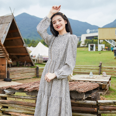 [2件8.8折]唐狮秋季新款连衣裙长款碎花小清新仙女裙子宽松针织马甲