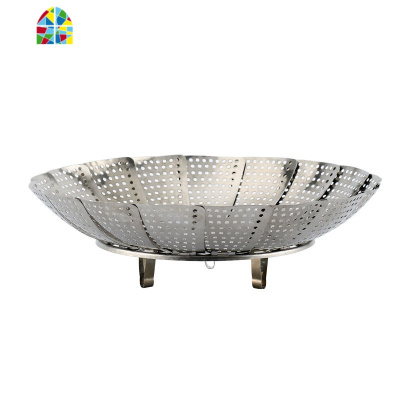 [1-3件套]不锈钢蒸架可伸缩折叠蒸笼盘蒸格蒸屉多功能水果盘篮 FENGHOU 不锈钢蒸笼盘中号+大号