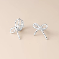 蝴蝶结S925纯银耳环韩国时尚百搭耳钉潮流耳饰批发送女友礼物送女朋友老婆情人节七夕生日礼物