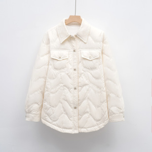 羽绒服新国标90绒衬衫式羽绒服女士秋冬时尚新款外套显瘦