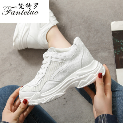 梵特罗小白鞋女春季2018新款百搭韩版厚底运动网鞋休闲鞋ins超火的鞋子