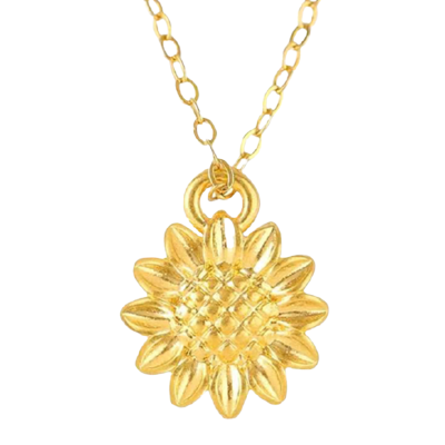 帛兰梓韵黄金吊坠新款向阳花足金吊坠太阳花黄金项链女款花朵足金挂件吊坠吊坠+链子
