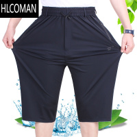 HLCOMAN中老年人短裤男宽松七分裤爷爷夏天薄男士加肥加大码速干运动裤子