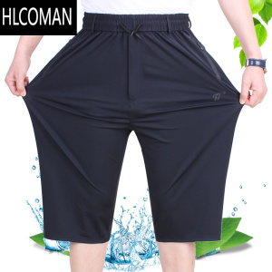 HLCOMAN中老年人短裤男宽松七分裤爷爷夏天薄男士加肥加大码速干运动裤子