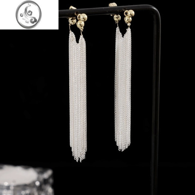 JiMi高级感精致轻奢银河瀑布流苏耳环女2023年新款潮百搭气质时尚耳饰