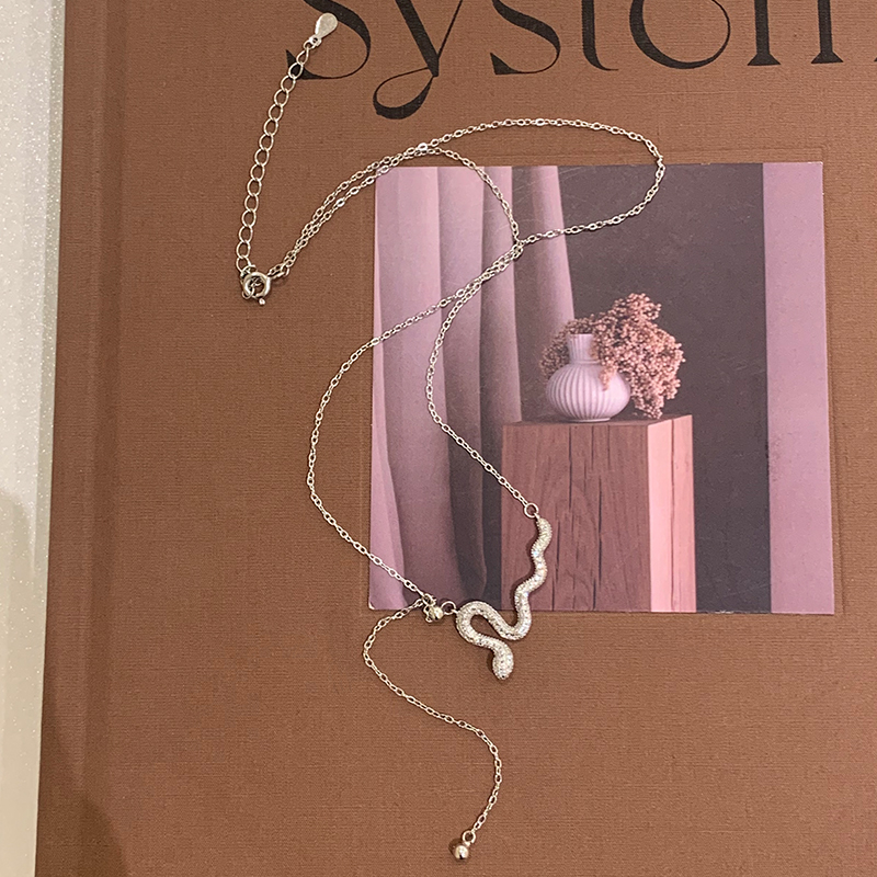 蛇年闪钻流苏纯银生肖蛇灵蛇锁骨链小众设计项链女高级感轻奢