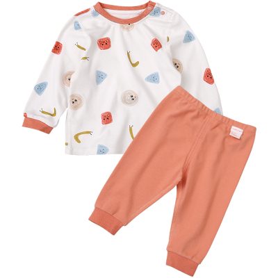 棉花堂内衣套装针织圆领套装婴儿秋冬纯棉内衣睡衣两件套装