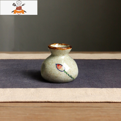 日式复古牙签盒烟灰缸创意家用客厅茶几陶瓷烟灰缸牙签筒套装 敬平 淡雅莲布袋牙签筒