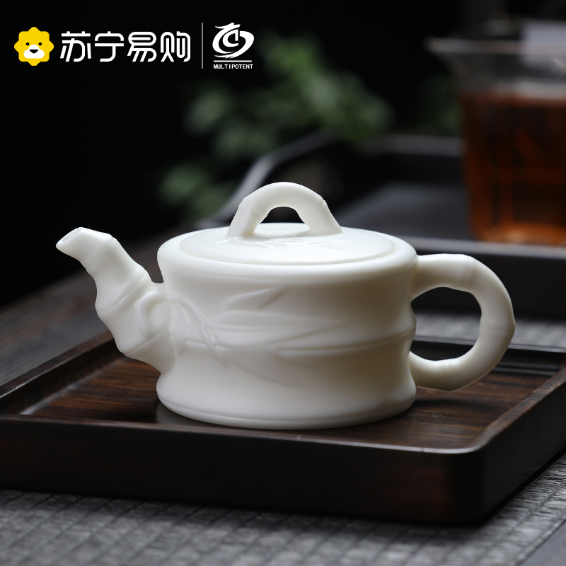 元青茶壶(MULTIPOTENT)羊脂玉中国白陶瓷功夫茶具泡茶壶单壶 竹韵壶150ml