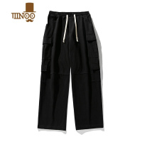 YANXU山系多口袋工装裤男秋季户外拼接潮流百搭休闲宽松阔腿直筒裤