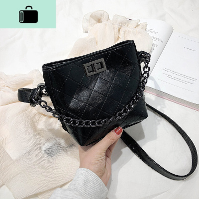 香奶奶包包女2020新款网红小黑包质感斜挎包百搭ins水桶包迷你包NEW LAKE 黑色女士单肩包