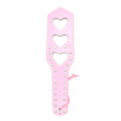 桃色缘 多款可选抽打屁股sp拍子皮革手拍 sm情趣用品男女用器具夫妻激情刺激游戏另类调教成人 粉色火箭铆钉三颗心皮革手拍