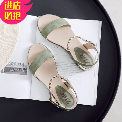 金三志ZHR凉鞋女2021新款夏季ins潮小清新休闲低跟平底百搭时装女鞋超火凉鞋