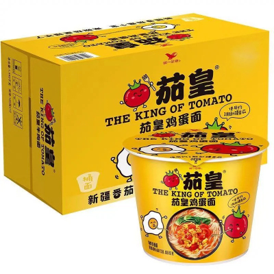 统一 茄皇 新疆番茄鸡蛋面 120g桶面*12桶 整箱装