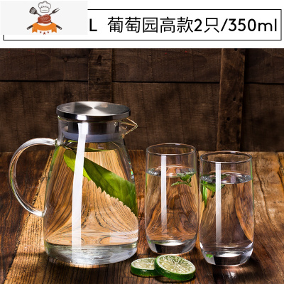冷水壶玻璃可高温家用客厅大容量2耐热扎壶凉水壶水杯套装 敬平