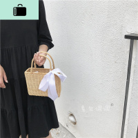 020夏季ins网红冷淡风手提迷你小编包复古文艺女沙滩度假方NEW LAKE 米白色无内衬送帆布袋女士单肩包