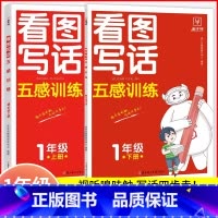 看图写话2本.一年级[上册+下册] 小学通用 [正版]2024新版金牛耳 小学生看图写话五感训练1一2二年级上册下册彩图