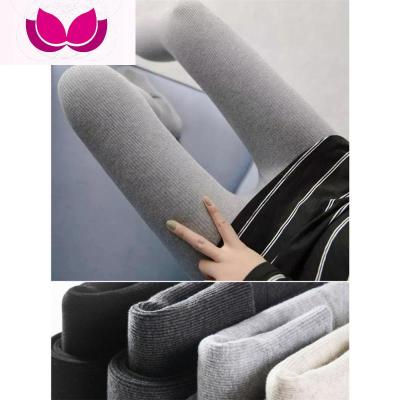 七斓竖条纹灰色打底裤女外穿显瘦灰色踩脚螺纹踩脚裤袜春加绒秋冬裤子