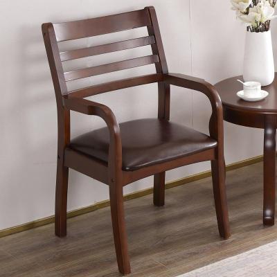 实木椅子靠背椅带扶手麻将椅家用电脑书房椅办公椅老人阳台休闲椅