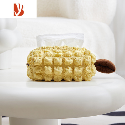 三维工匠纸巾盒客厅布艺创意纸袋汽车装饰ins风可爱奶油泡芙车载抽纸盒套 姜饼黄